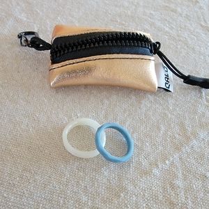 QALO stackable silicone rings -size 6 - Blue Moonstone Geo and Pearl Smooth ring